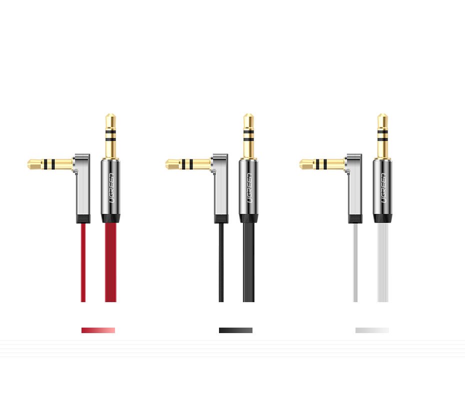 Fladgrøn AUX-lydkabel 3,5 mm mini jack 2m sølv (10599)