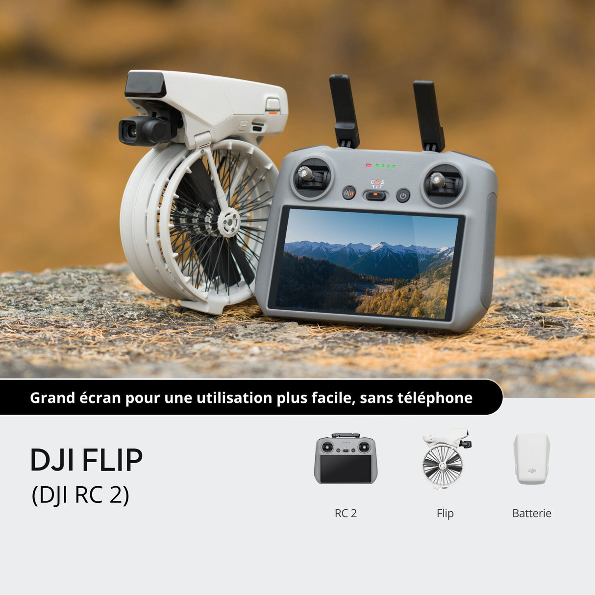 DJI Flip ( RC 2) 4 rotorer Quadrokopter 48 MP 3840 x 2160 pixel 3110 mAh Sort, Hvid