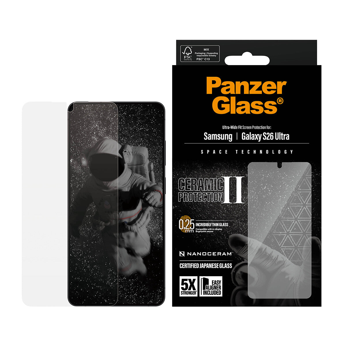 PanzerGlass ® Ceramic Skærmbeskyttelse Samsung Galaxy S26 Ultra | Ultra-Wide Fit m. EasyAligner