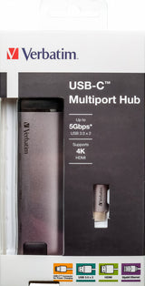 Verbatim 49141 dockingstation USB 3.2 Gen 1 (3.1 Gen 1) Type-C Sort, Sølv