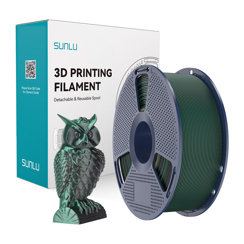 Sunlu PLA+ Silke dobbeltfarvet filament (sort og grønt)