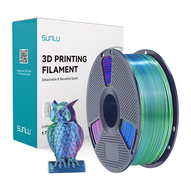 Sunlu PLA+ silke trefarvet filament (blågrøn-lila)