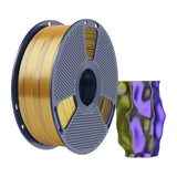 Sunlu PLA+ silke trefarvet filament (sort, guld og lilla)
