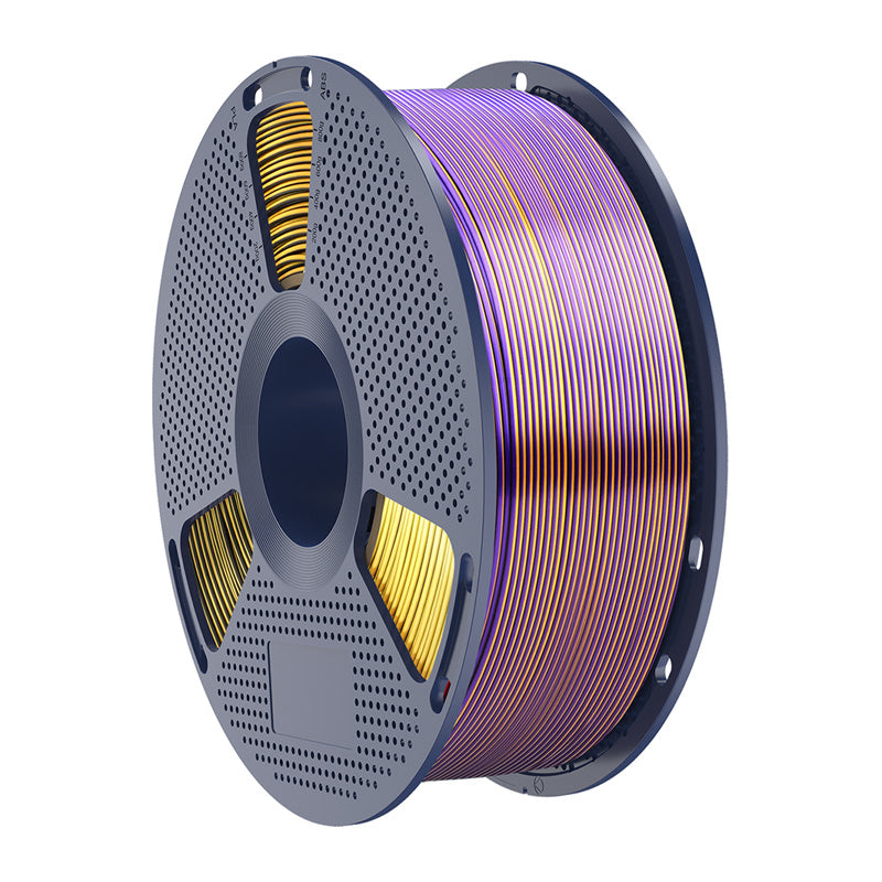 Sunlu PLA+ silke trefarvet filament (sort, guld og lilla)