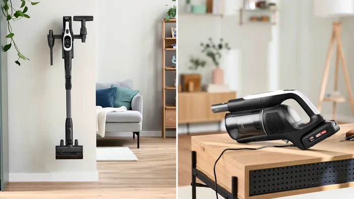 Bosch BCS1041WAC stav støvsuger & elektrisk kost Stick vakuum Batteri Dry HEPA Poseløs 0,4 L 23,5 W Sort, Hvid 4 At