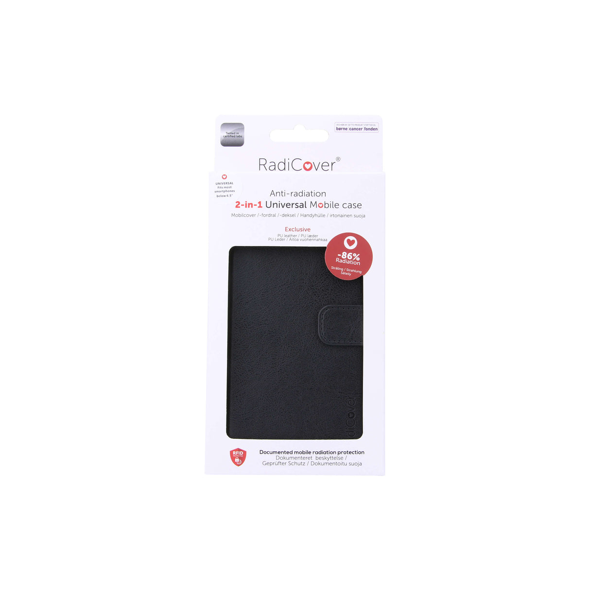 Radicover Radiation Protected Mobilewallet Pu Universal Large 5,5 6,7" 2in1 Magnetcover Black