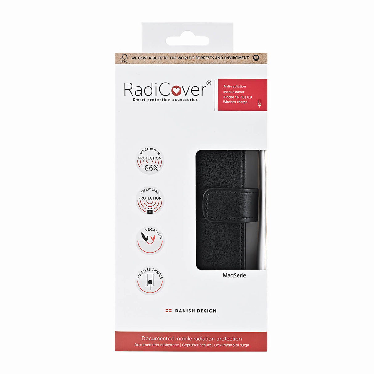 Radicover Flipcov Anti Radiation Rfid 3 Card Mag S I Phone 16 Plus Black Pu