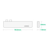 HUB Ugreen 60559 2x USB-C / USB-C PD (Thunderbolt 3, 100W, 4K 60 Hz, 10 Gbps) / HDMI 4K 30 Hz / 3x USB 3.0 til MacBook Pro / Air - Grå