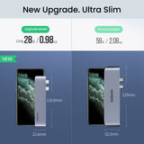 HUB Ugreen 60559 2x USB-C / USB-C PD (Thunderbolt 3, 100W, 4K 60 Hz, 10 Gbps) / HDMI 4K 30 Hz / 3x USB 3.0 til MacBook Pro / Air - Grå