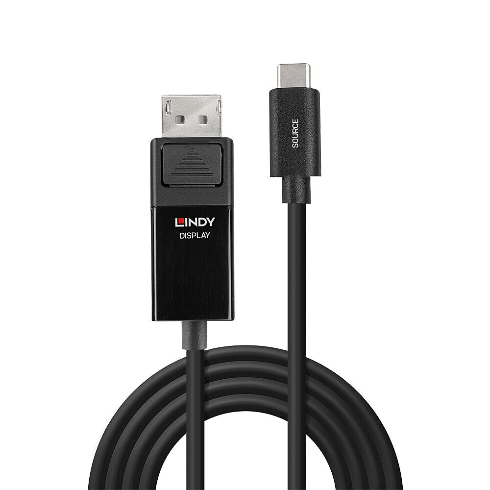 Lindy 43342 videokabel adapter 2 m USB Type-C DisplayPort Sort