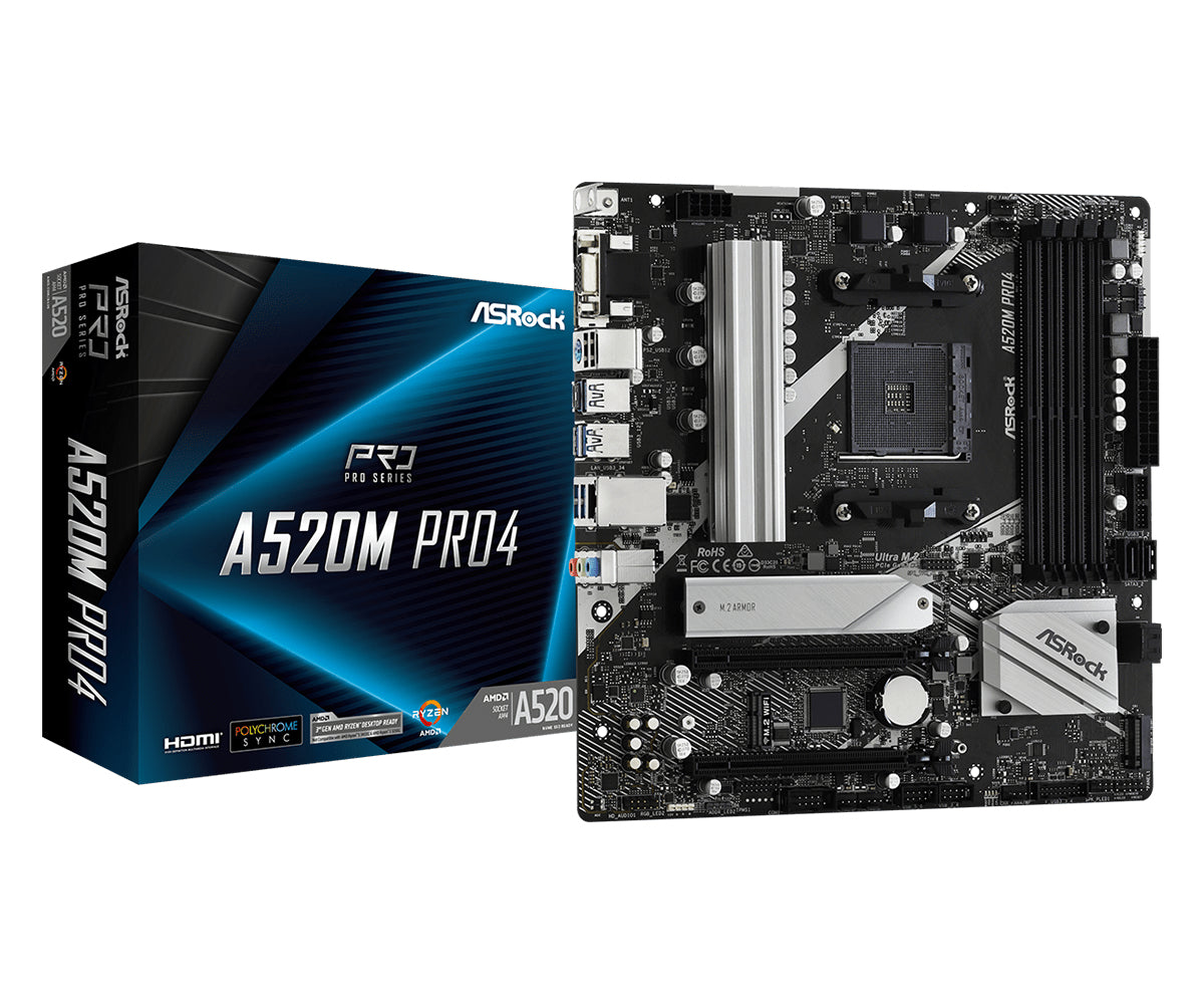 ASRock A520M Pro4 Micro-ATX AM4 AMD A520