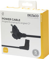 Deltaco Power cord CEE 7/16 - C7 angled, 1,5m, black