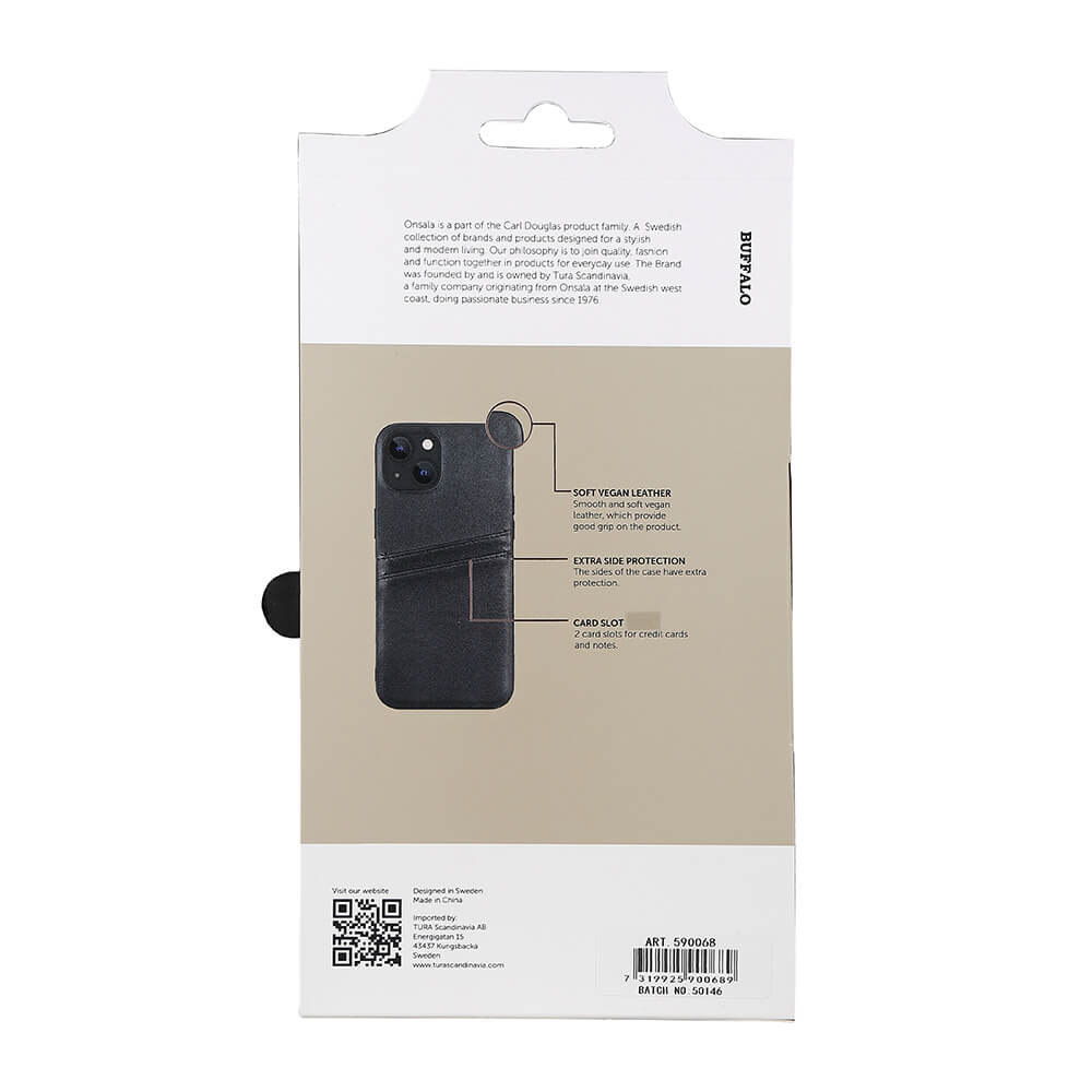 Cover PU 2 kort Sort - iPhone 13/14