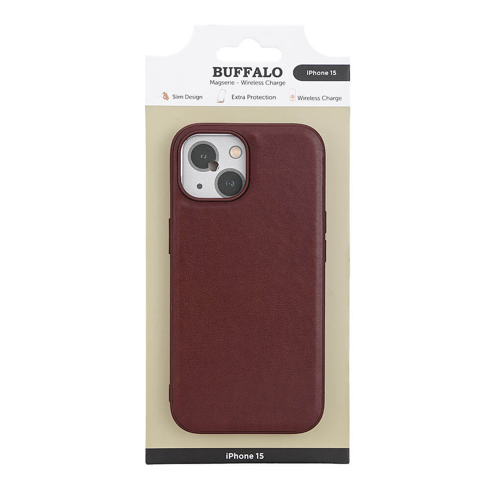 Cover PU MagSeries Brun - iPhone 15