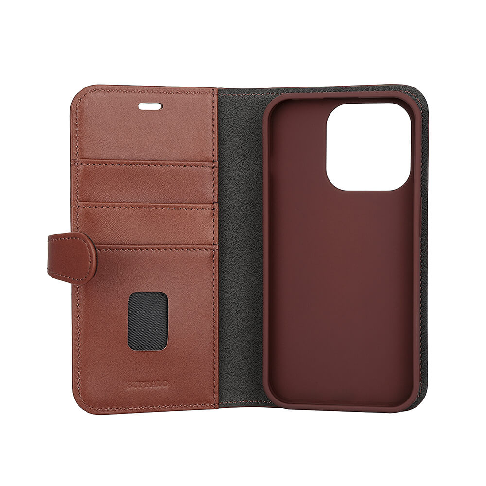 BUFFALO 2in1 Leather 3 card MagSerie iPhone 15 Pro Brun