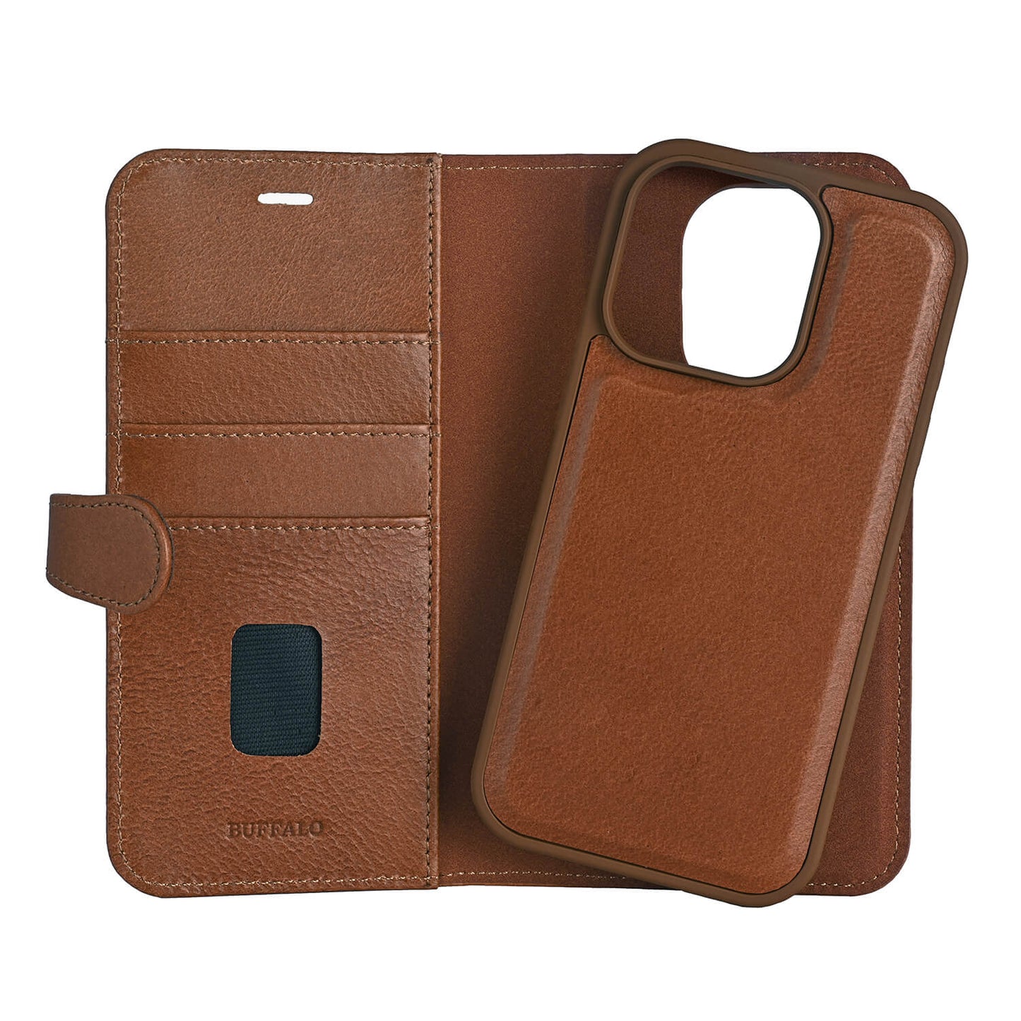 BUFFALO 2in1 Leather 3 card MagSeries iPhone 16 Pro Brown