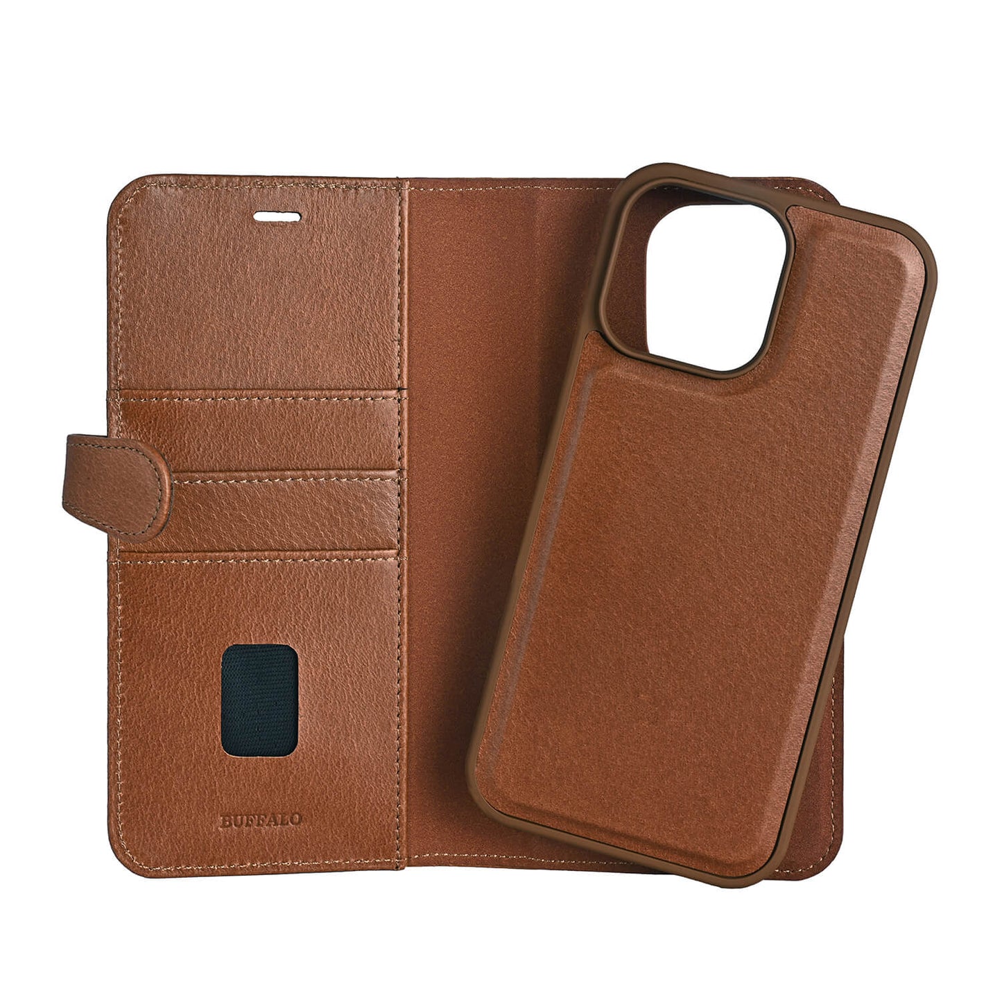 BUFFALO 2in1 Leather 3 card MagSeries iPhone 16 Pro Max Brown