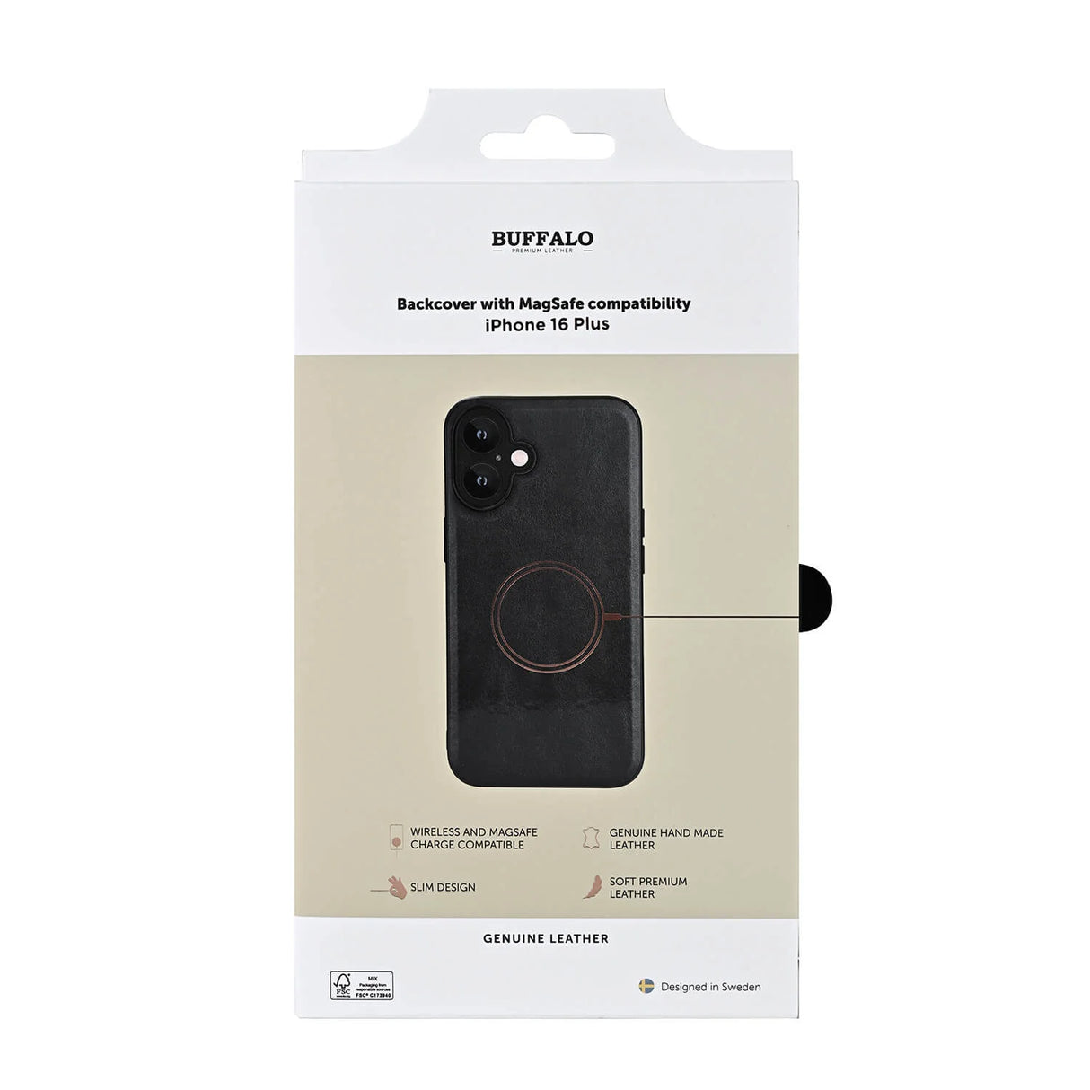 Backcover Læder Magseries Sort - iPhone 16 Plus