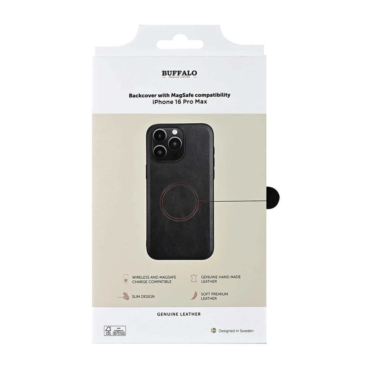 Backcover Læder Magseries Sort - iPhone 16 Pro Max