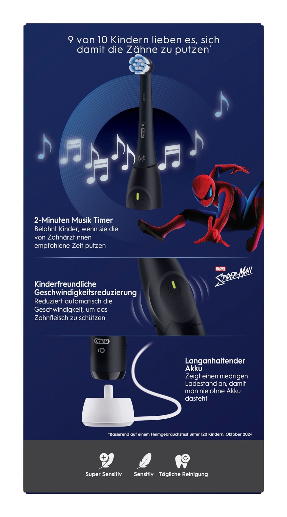Oral-B iO Kids Spiderman Barn Roterende tandbørste Sort