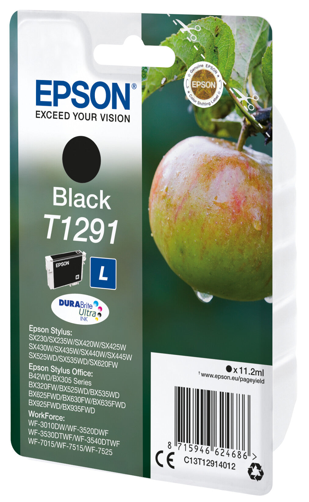 Epson Apple T1291 æble DURABrite Ultra enkeltpakke sort blæk