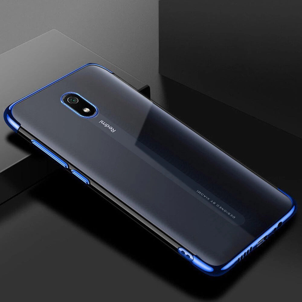 Clear Color Case Gel TPU Galvaniseret ramme Cover til Xiaomi Redmi 8A blå