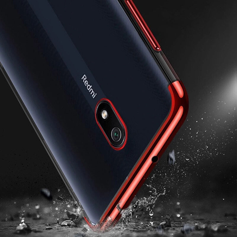 Clear Color Case Gel TPU Galvaniseret ramme Cover til Xiaomi Redmi 8A sort