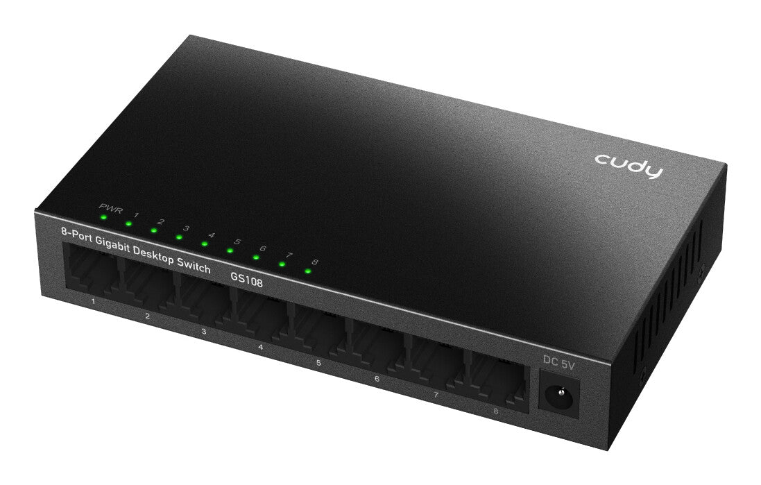 Cudy GS108 netværksswitch Ikke administreret Gigabit Ethernet (10/100/1000) Sort