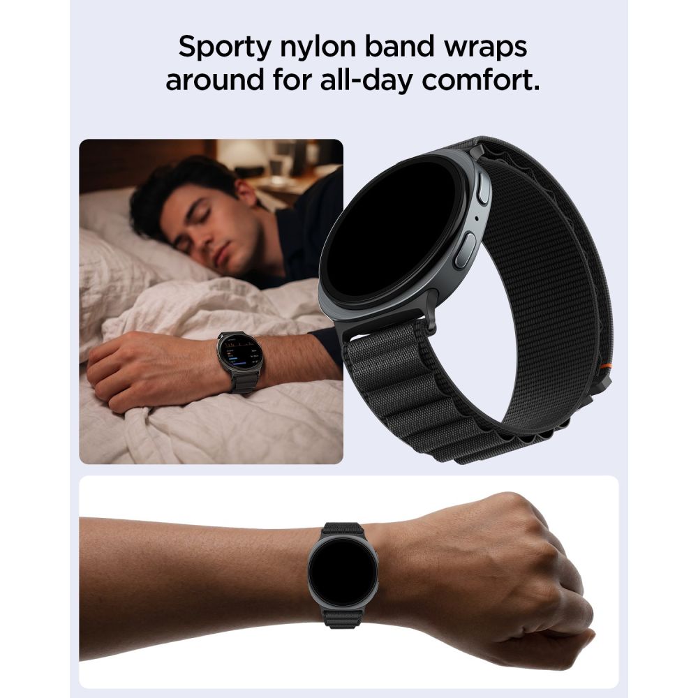 Spigen Wbf1 Band Til Samsung Galaxy Watch 8 / 9 / Classic (40 / 44 / 46 Mm) Sort