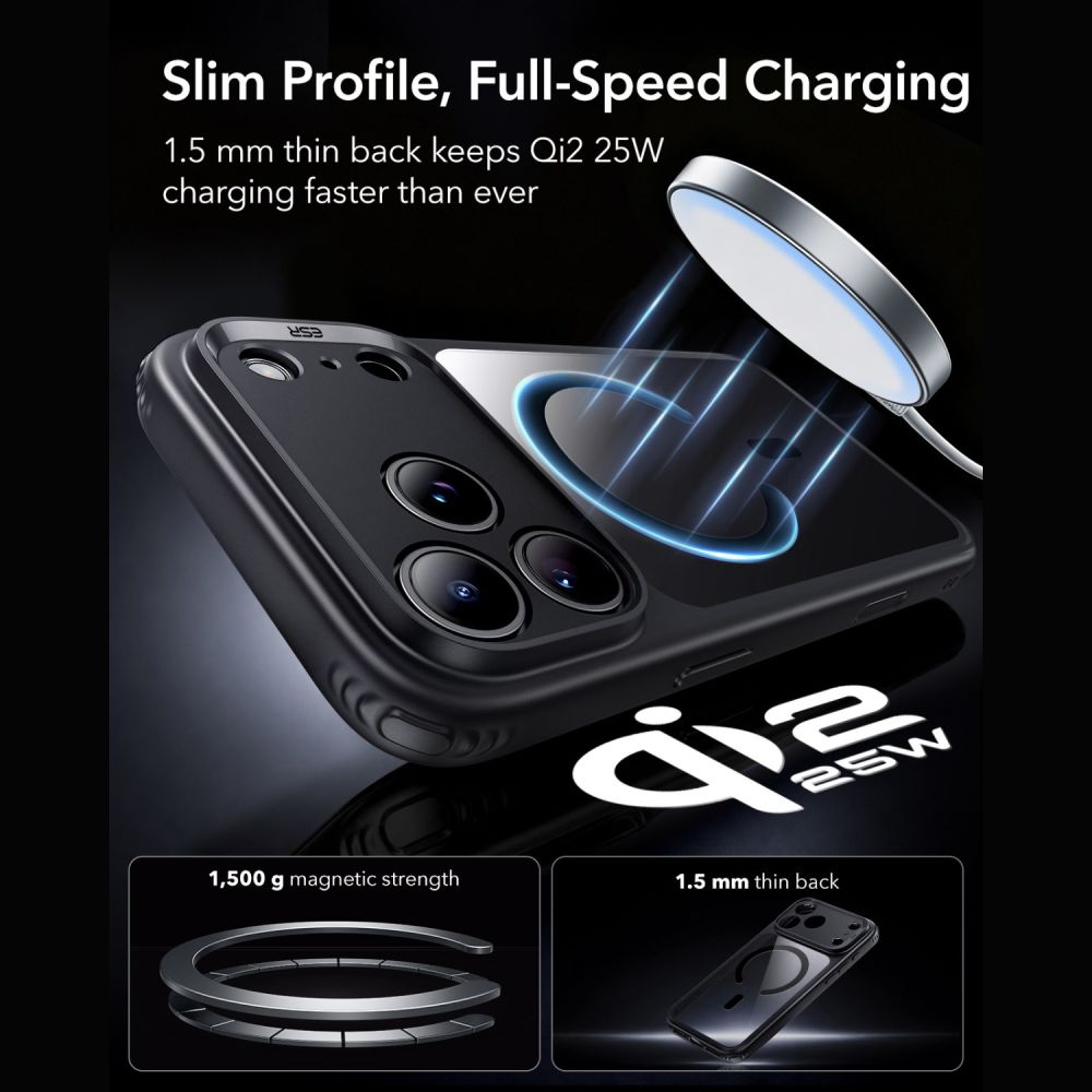 Esr Classic Hybrid Magsafe & Hærdet Glas Til Iphone 17 Pro / 18 Pro Klar/Sort