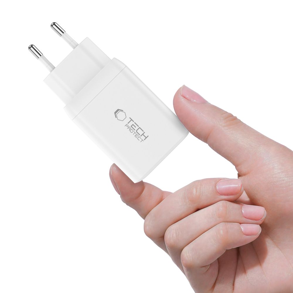 Tech Protect Nc45 W Gan 2 Port Netværksopladder Pd 45 W Hvid