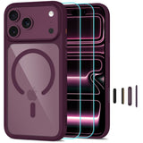Tech Protect Magone Magsafe Cc + Glas 2 Pak Iphone 17 Pro Max / 18 Pro Max Burgundy/Clear