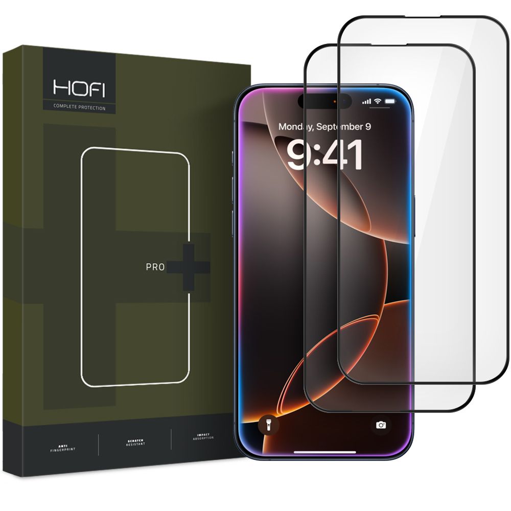 Hærdet Glas Hofi Glass Pro+ 2 Pack Iphone 16 Pro Max / 17 Pro Max Sort
