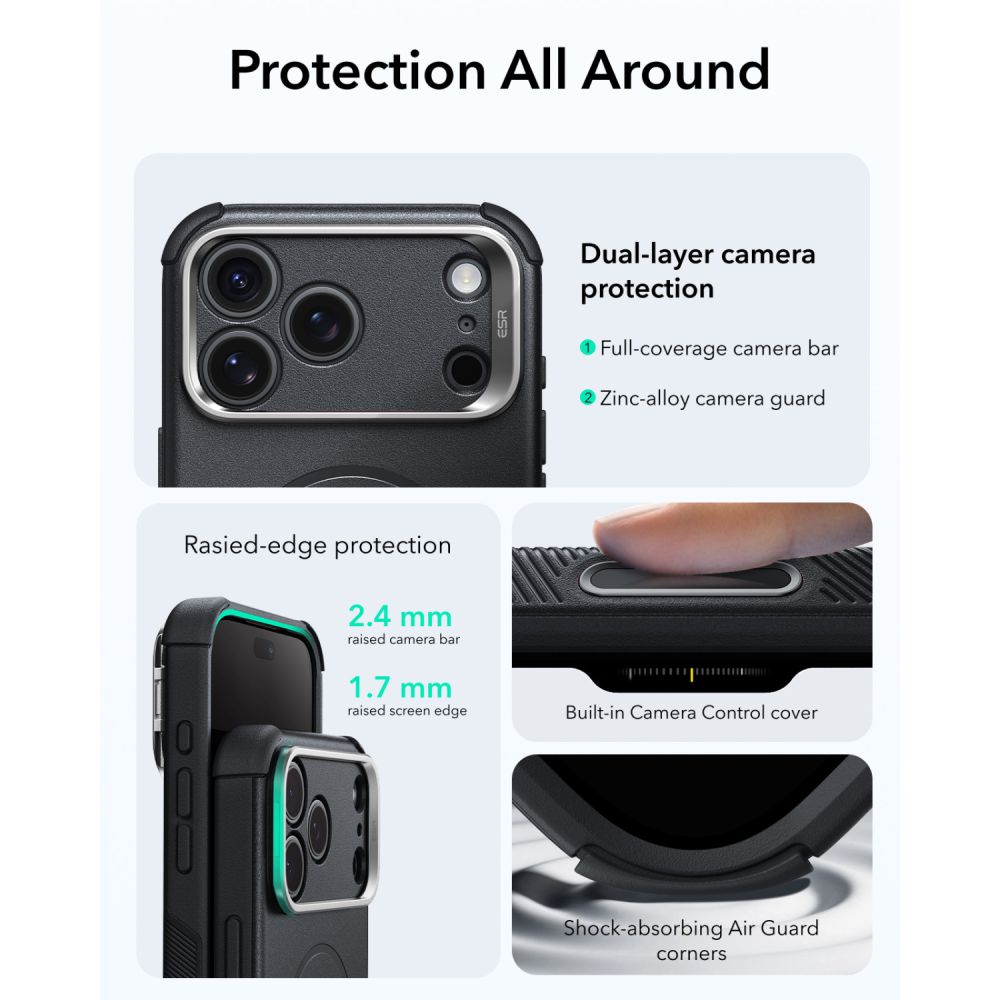 Esr Cyber Tough Støtte Magsafe Iphone 17 Pro / 18 Pro Sort