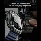 Spigen Rugged Armor & Hærdet Glas Til Apple Watch Ultra 1 / 2 / 3 / 4 (49 Mm) Matsort