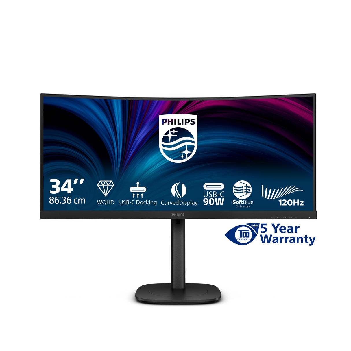 Philips 3000 series 34B2U3600C/00 computerskærm 86,4 cm (34") 3440 x 1440 pixel Wide Quad HD LCD Sort