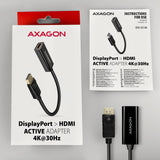 Axagon RVD-HI14N videokabel adapter 0,18 m DisplayPort HDMI Sort