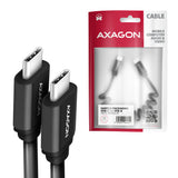 Axagon Data and charging USB 2.0 cable 1.1 m long. PD 60W, 3A. Black twisted. USB-kabel 1,1 m USB C 0,48 Gbit/sek. Sort