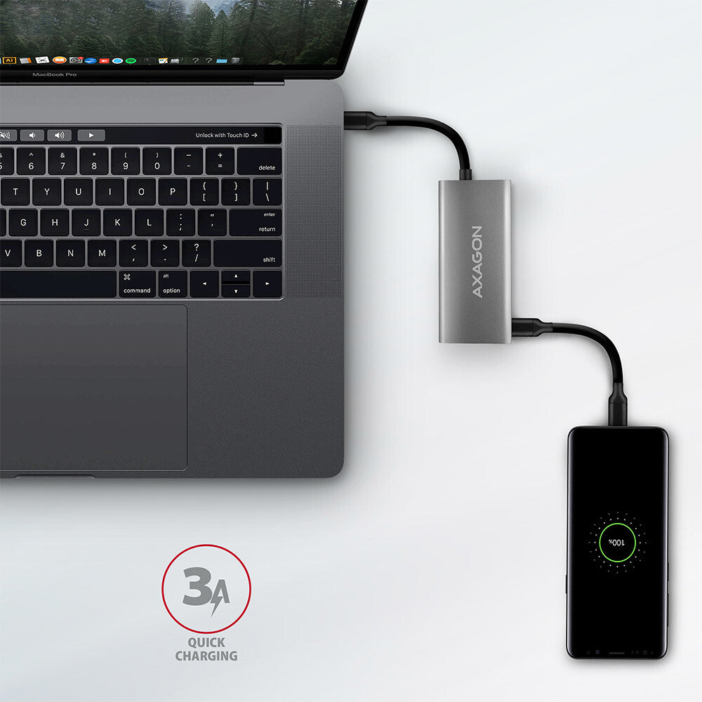 Axagon HMC-4G2 interface hub USB 3.2 Gen 2 (3.1 Gen 2) Type-C 10000 Mbit/s Grå