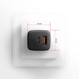 Axagon ACU-PQ30 Ladegerät QC3.0, 4.0/AFC/FCP/PPS/Apple+ PD USB-C, 30W - schwarz - Kompaktes Ladegerät - 1x USB-C und 1x USB-A Mobiltelefon, Smartphone, SmartWatch, Tablet, Universel Sort Vekselstrøm Hurtig opladning Indendørs
