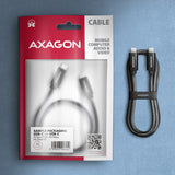 Axagon BUCM2-CM20AB Ladekabel USB-C zu USB-C 2.0, 2 m, PD 240 W 5 A, ALU - Schwarz - 2 Meter langes USB-C zu USB-C Kabel - Daten- und Ladefähig USB-kabel USB 2.0 USB C 0,48 Gbit/sek. Sort