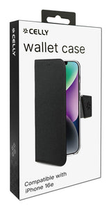 Celly WALLY mobiltelefon etui 15,5 cm (6.1") Tegnebogsetui Sort