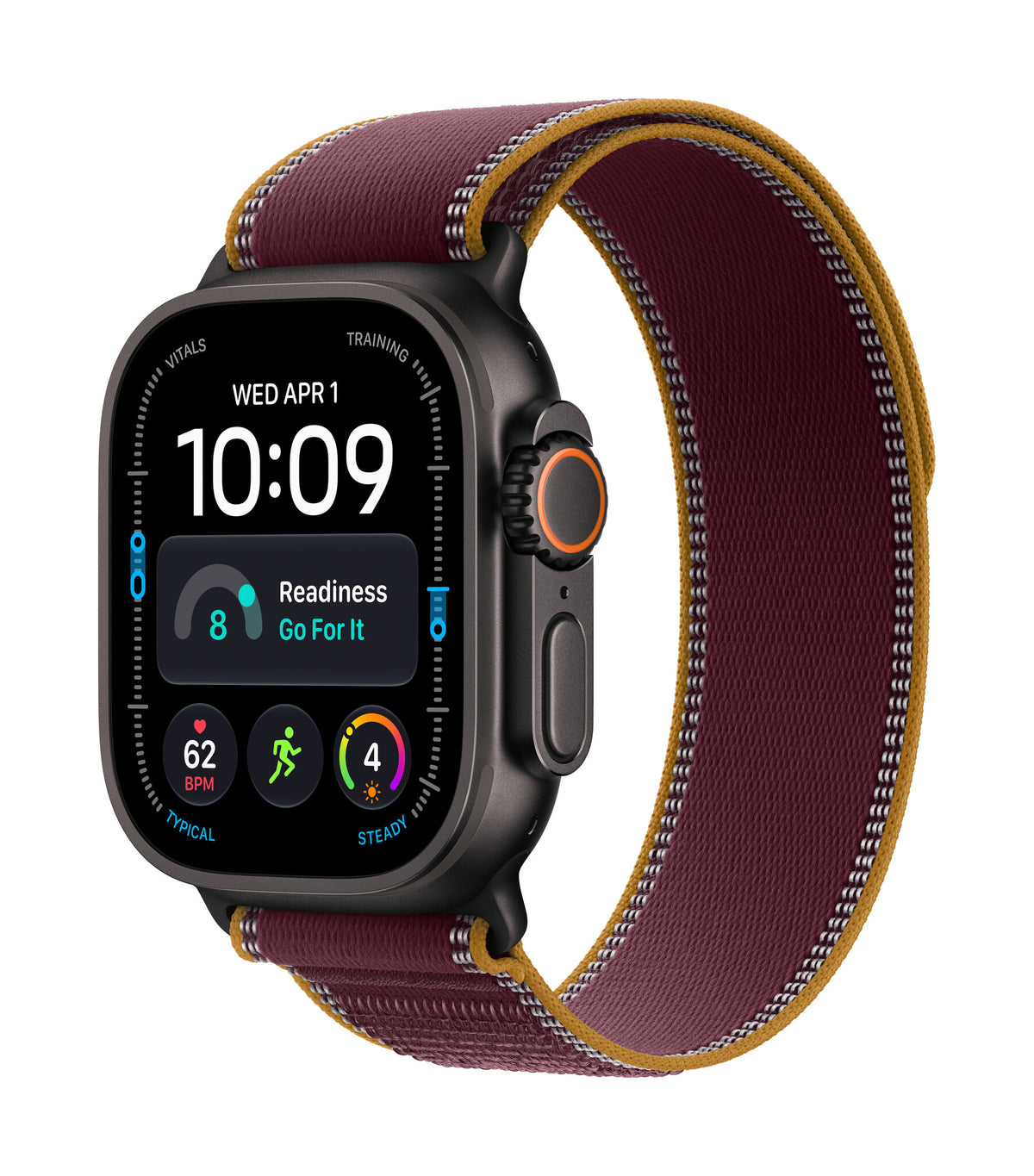*Apple Watch Ultra 4 GPS + Cellular 49mm Black Titanium Case with Burgundy Trail Loop - M/L
