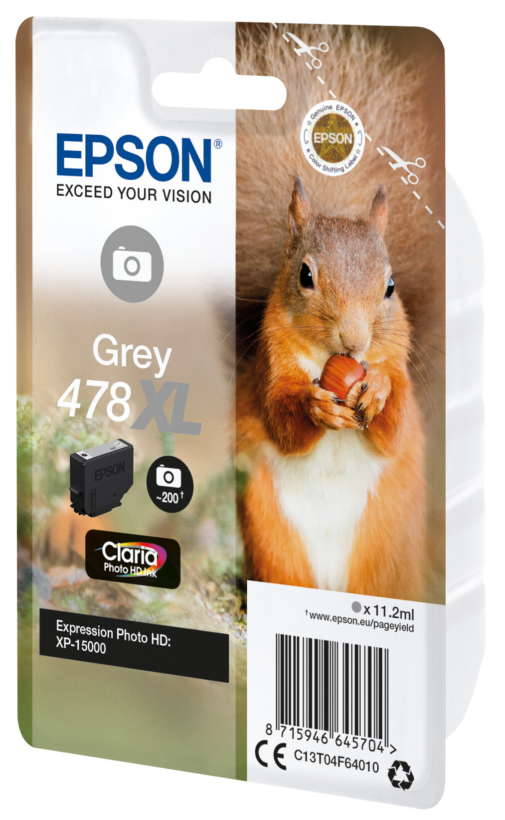 Epson Squirrel 478XL egern Claria Photo HD enkeltpakke gråt blæk