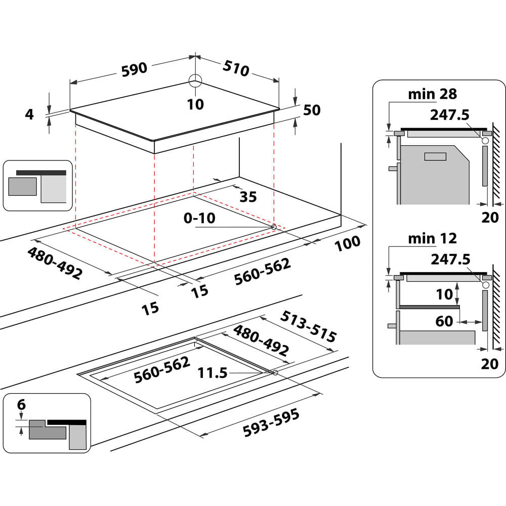 Whirlpool WLB6860NE/S Sølv Indbygget Zone induktionskogeplade 4 zone(s)