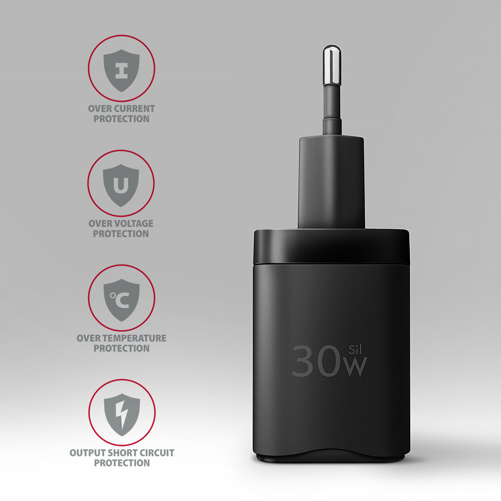 Axagon ACU-PD30 oplader til mobil enhed Mobiltelefon, Smartphone, SmartWatch, Tablet, Universel, Ur Sort Vekselstrøm Hurtig opladning Indendørs