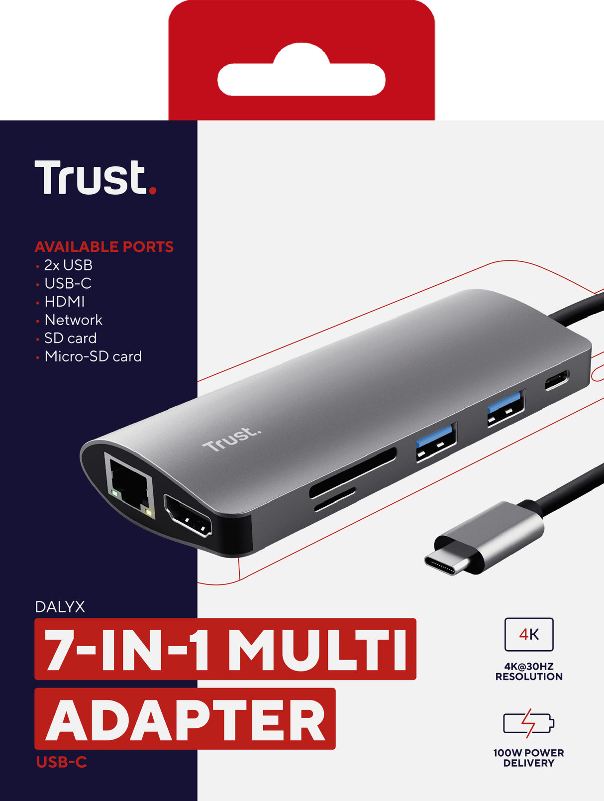 Trust Dalyx 7-in-1 USB-C adapter 302138