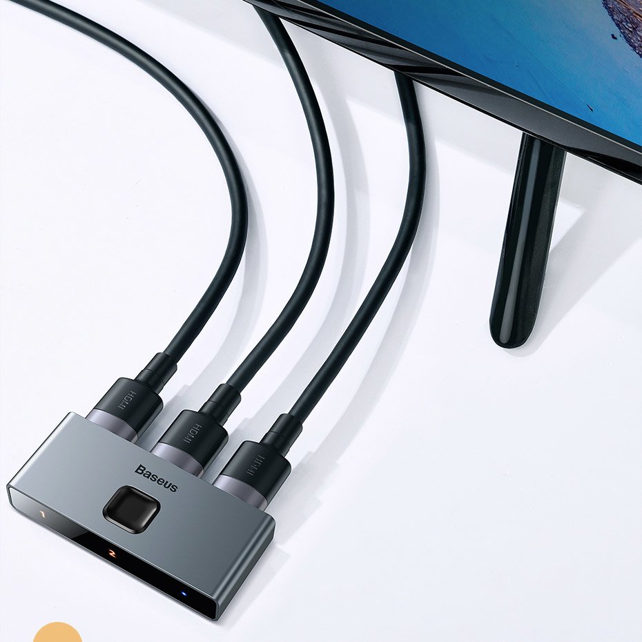 Baseus bidirectional switch splitter switcher HDMI - 2x HDMI 4K / 30 Hz gray (CAHUB-BC0G)