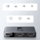 Baseus bidirectional switch splitter switcher HDMI - 2x HDMI 4K / 30 Hz gray (CAHUB-BC0G)
