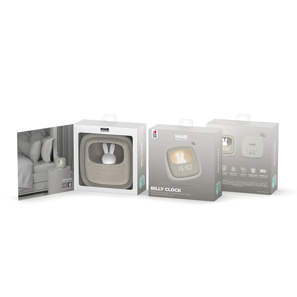 Mob Alarm Clock With Light Billy Clock Grey